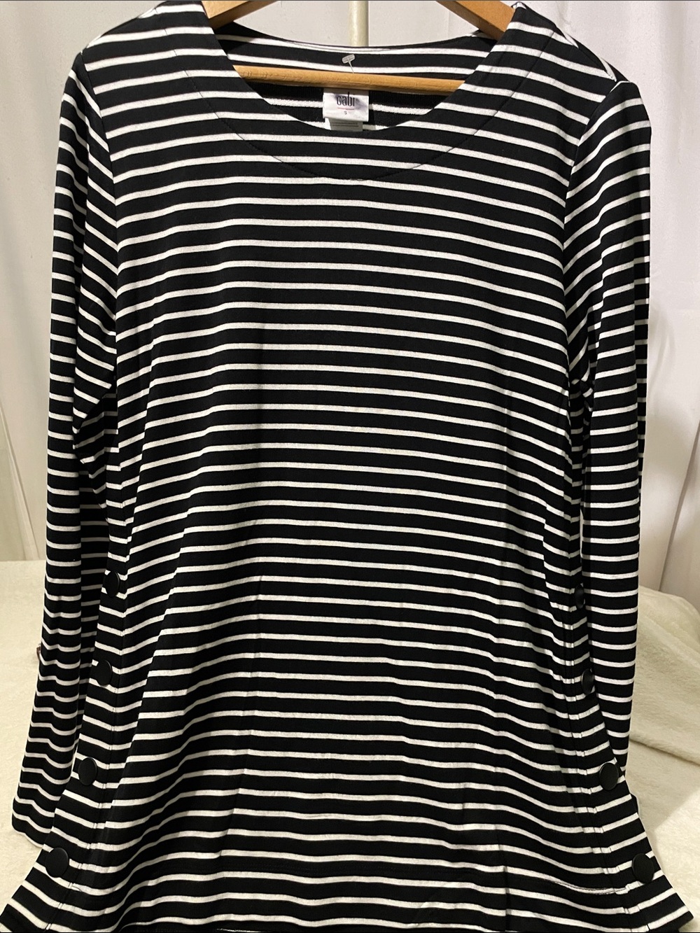 CAbi Black and White Striped Long Sleeve Tee